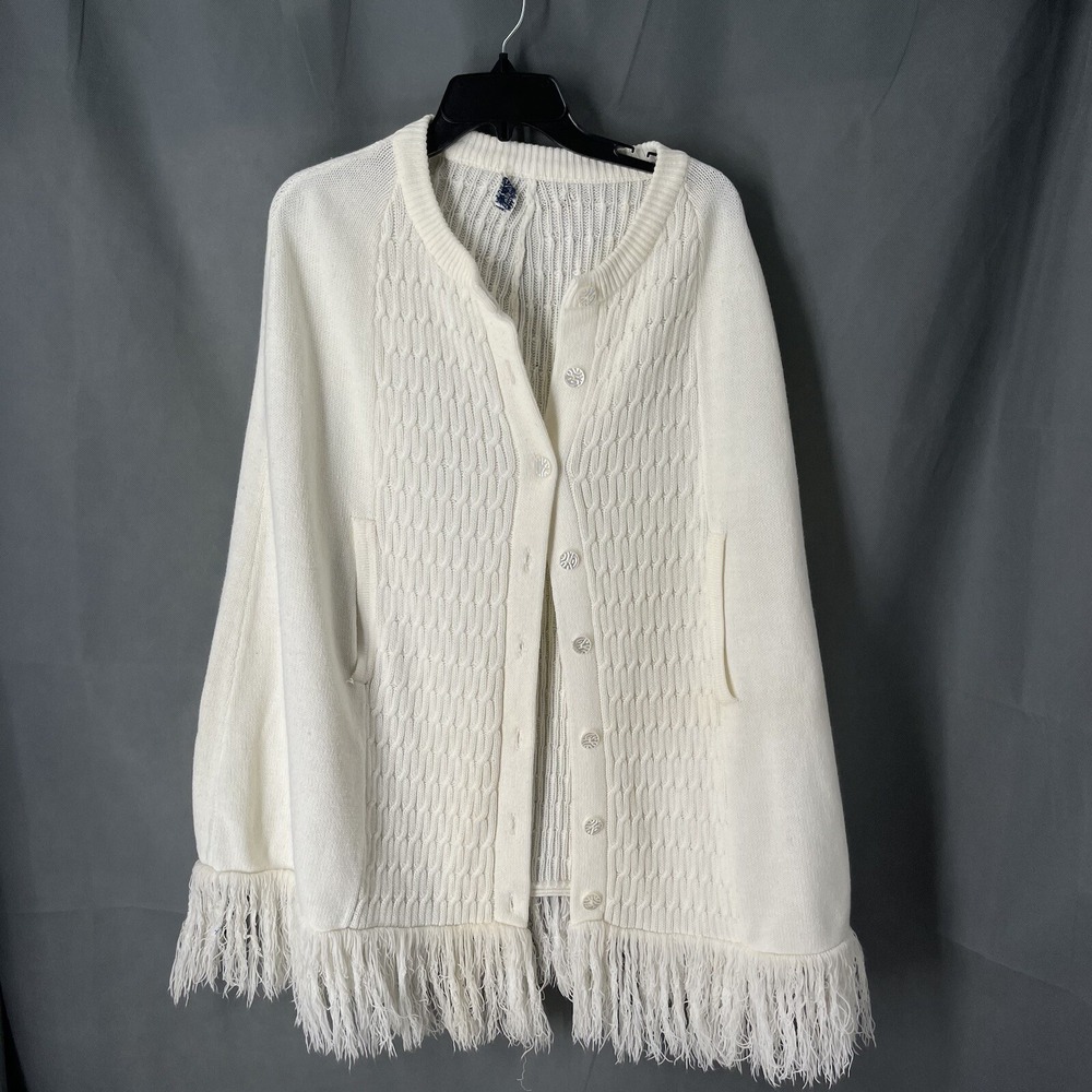 VTG Robinson's California Cape Women's One Size Poncho Sweater Pullover Fringe
